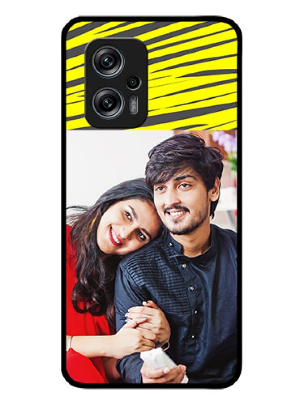 Custom Poco X4 Gt 5G Photo Printing on Glass Case - Yellow Abstract Design
