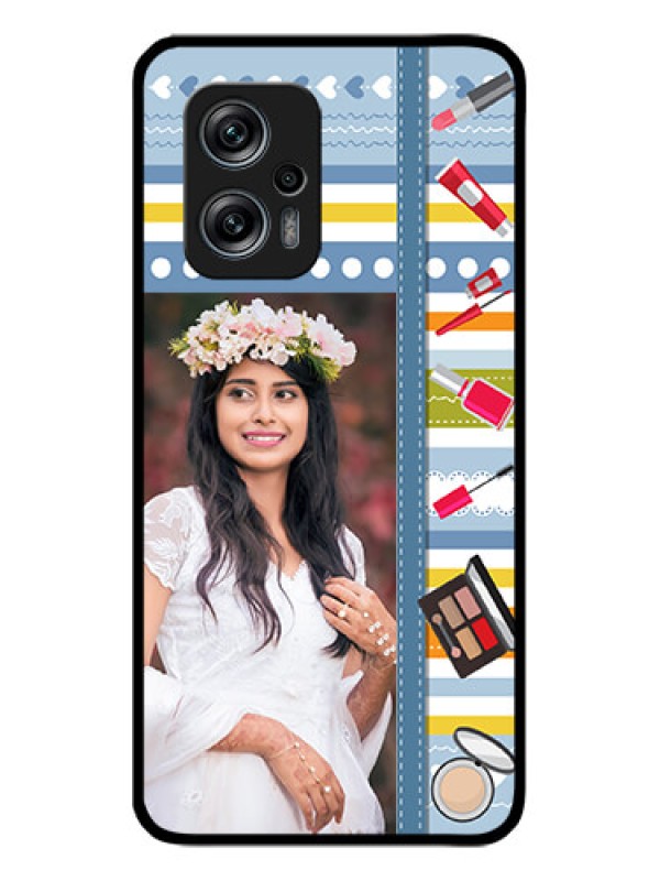 Custom Poco X4 Gt 5G Personalized Glass Phone Case - Makeup Icons Design