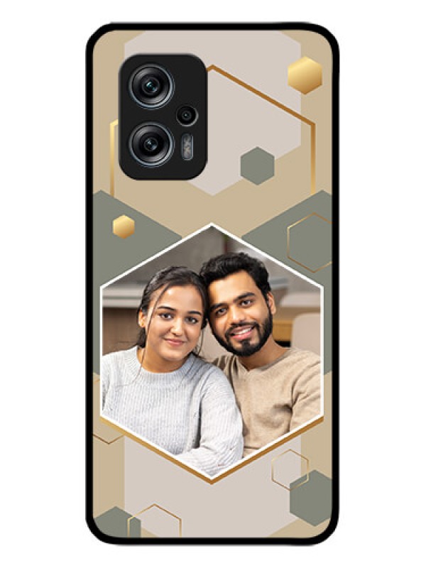 Custom Poco X4 Gt 5G Photo Printing on Glass Case - Stylish Hexagon Pattern Design