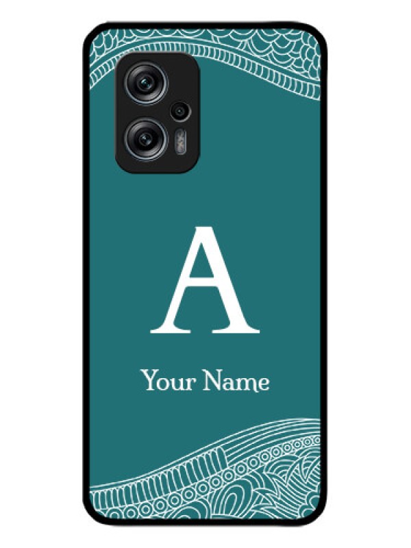 Custom Poco X4 Gt 5G Personalized Glass Phone Case - line art pattern with custom name Design