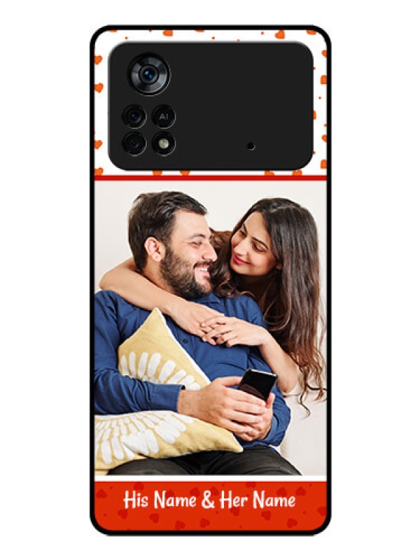 Custom Poco X4 Pro 5G Custom Glass Phone Case - Orange Love Symbol Design