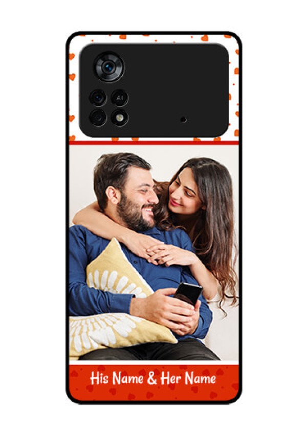 Poco X4 Pro 5G Custom Glass Phone Case - Orange Love Symbol Design