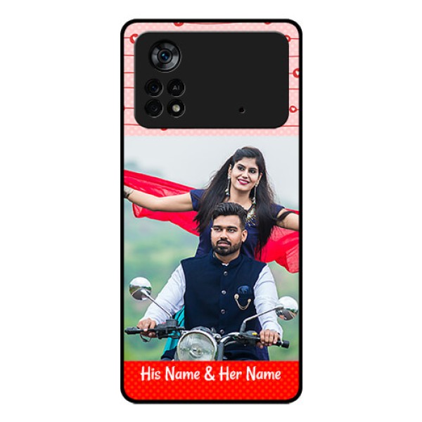Poco X4 Pro 5G Personalized Glass Phone Case - Red Pattern Case Design