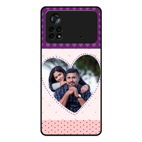 Poco X4 Pro 5G Custom Glass Phone Case - Violet Love Dots Design