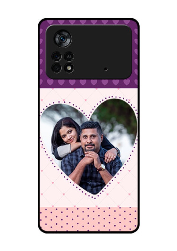 Poco X4 Pro 5G Custom Glass Phone Case - Violet Love Dots Design