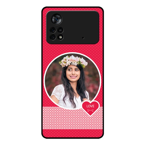 Poco X4 Pro 5G Personalised Glass Phone Case - Pink Pattern Design