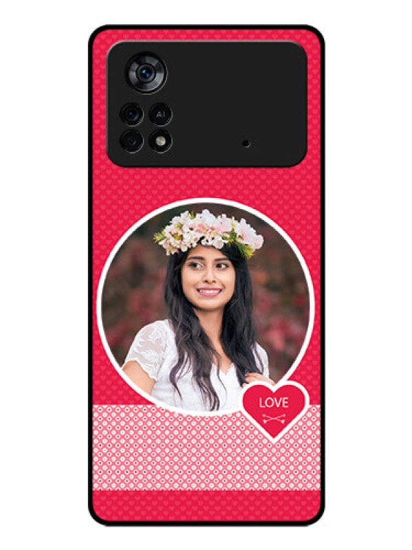 Custom Poco X4 Pro 5G Personalised Glass Phone Case - Pink Pattern Design