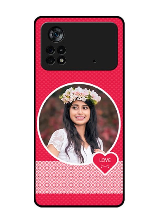Poco X4 Pro 5G Personalised Glass Phone Case - Pink Pattern Design