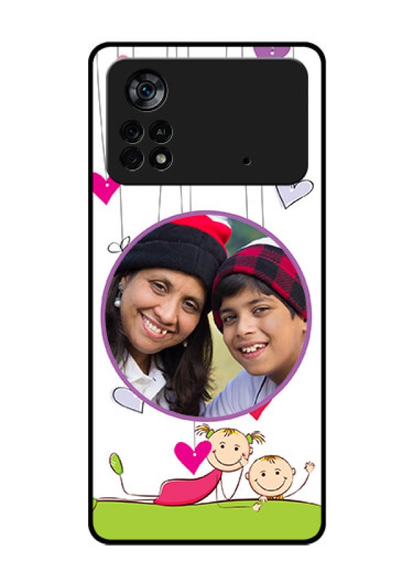 Poco X4 Pro 5G Photo Printing on Glass Case - Cute Kids Phone Case Design