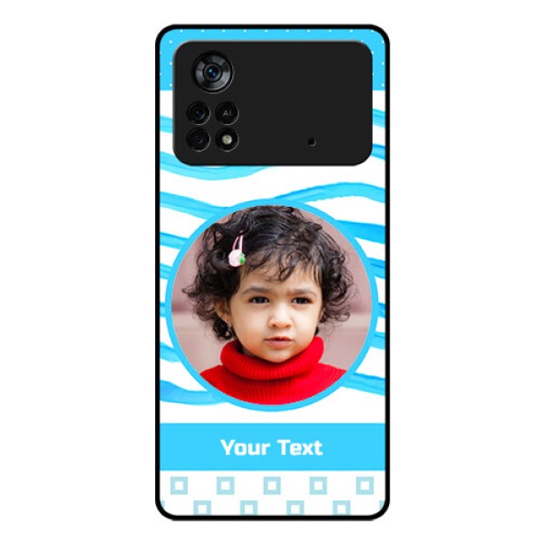 Poco X4 Pro 5G Custom Glass Phone Case - Simple Blue Case Design