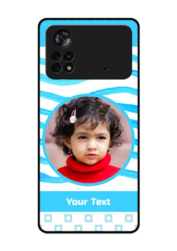 Poco X4 Pro 5G Custom Glass Phone Case - Simple Blue Case Design