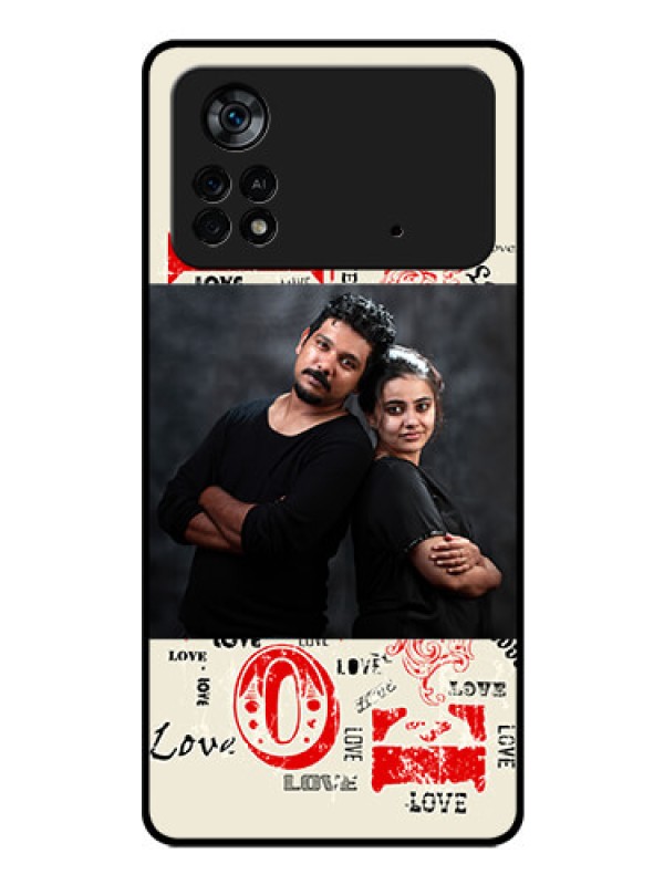 Custom Poco X4 Pro 5G Photo Printing on Glass Case - Trendy Love Design Case