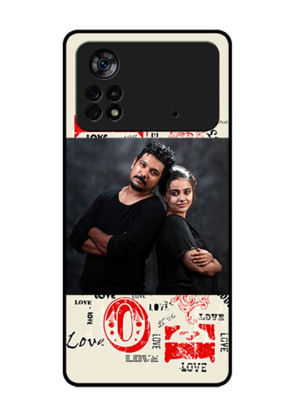 Poco X4 Pro 5G Photo Printing on Glass Case - Trendy Love Design Case