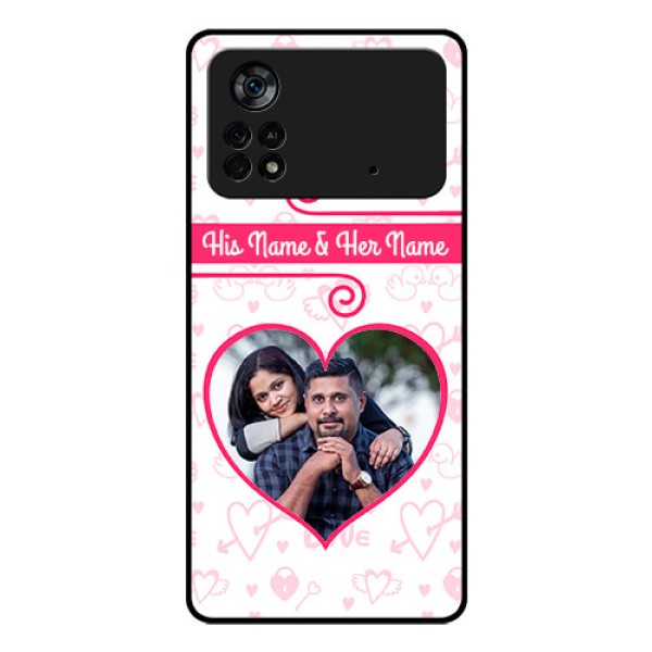 Poco X4 Pro 5G Personalized Glass Phone Case - Heart Shape Love Design