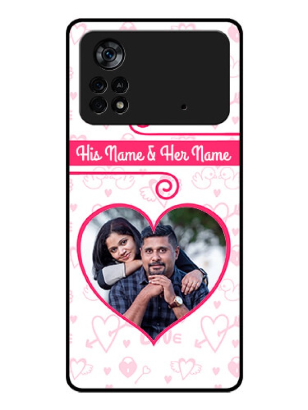 Custom Poco X4 Pro 5G Personalized Glass Phone Case - Heart Shape Love Design
