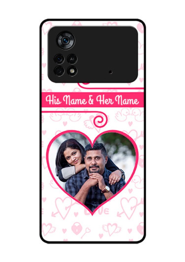 Poco X4 Pro 5G Personalized Glass Phone Case - Heart Shape Love Design