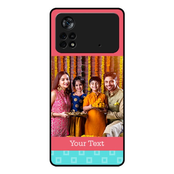 Poco X4 Pro 5G Personalized Glass Phone Case - Peach & Blue Color Design Poco X4 Pro 5G Personalized Glass Phone Case - Peach & Blue Color Design