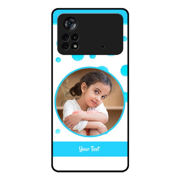 Poco X4 Pro 5G Photo Printing on Glass Case - Blue Bubbles Pattern Design Poco X4 Pro 5G Photo Printing on Glass Case - Blue Bubbles Pattern Design