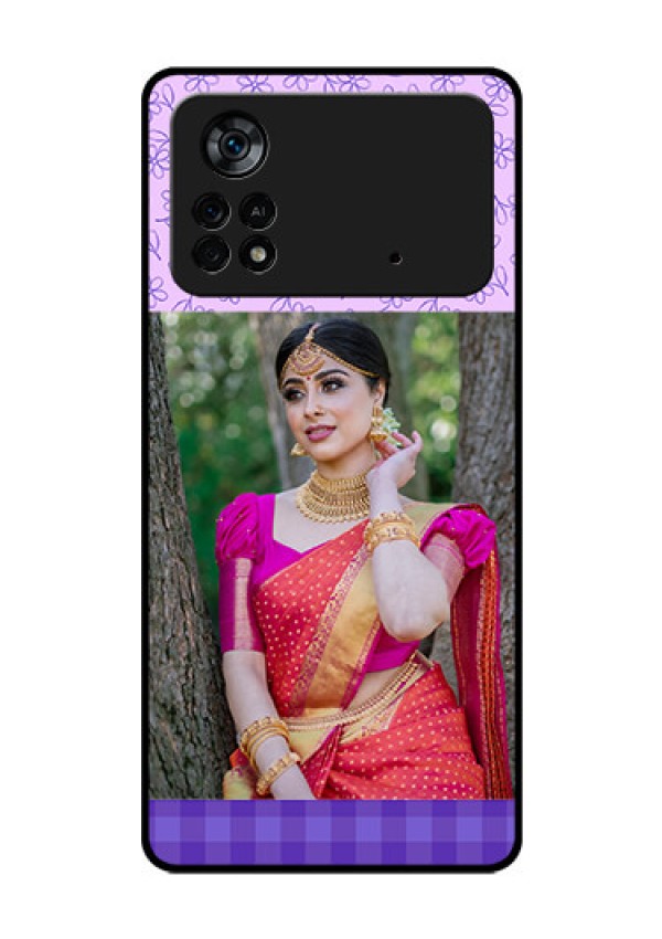 Poco X4 Pro 5G Custom Glass Phone Case - Purple Floral Design