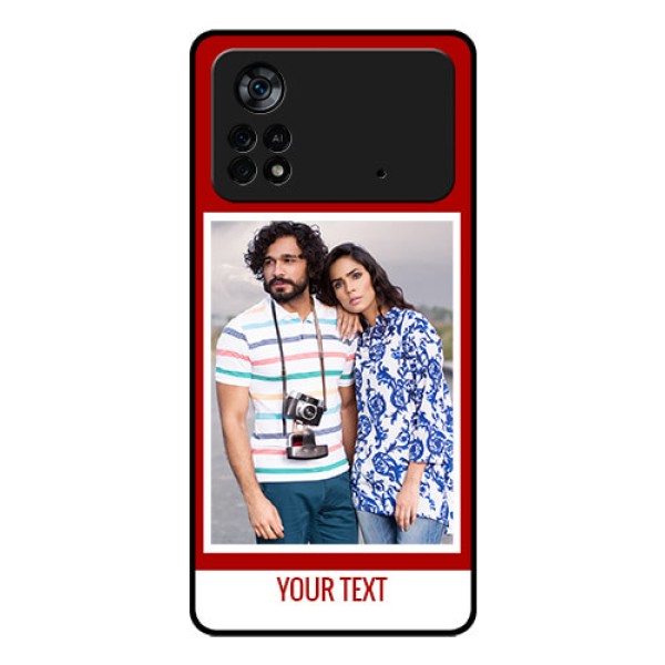 Poco X4 Pro 5G Personalized Glass Phone Case - Simple Red Color Design