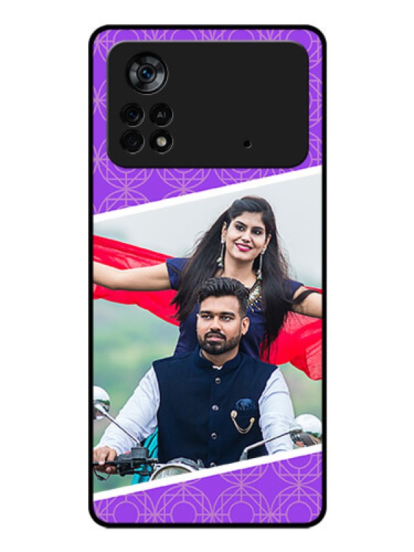 Custom Poco X4 Pro 5G Custom Glass Phone Case - Violet Pattern Design
