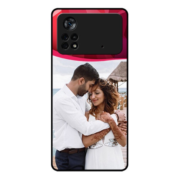 Poco X4 Pro 5G Custom Glass Mobile Case - Red Abstract Design
