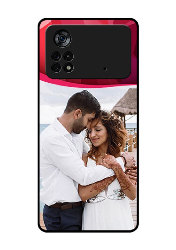 Poco X4 Pro 5G Custom Glass Mobile Case - Red Abstract Design