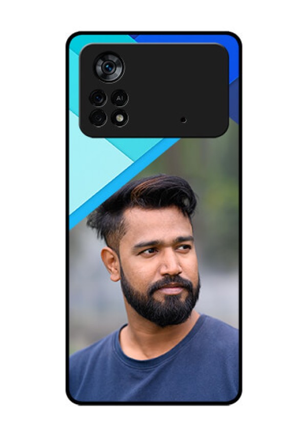 Poco X4 Pro 5G Custom Glass Phone Case - Blue Pattern Design