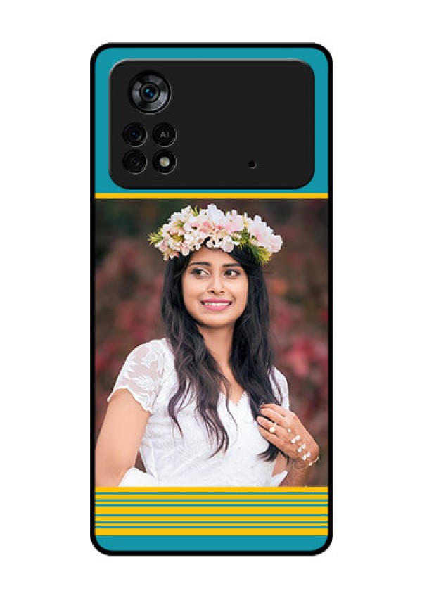 Poco X4 Pro 5G Custom Glass Phone Case - Yellow & Blue Design