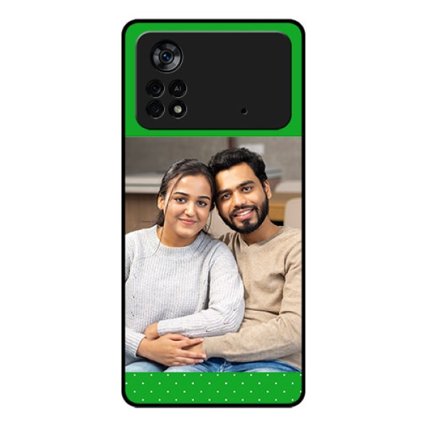 Poco X4 Pro 5G Personalized Glass Phone Case - Green Pattern Design