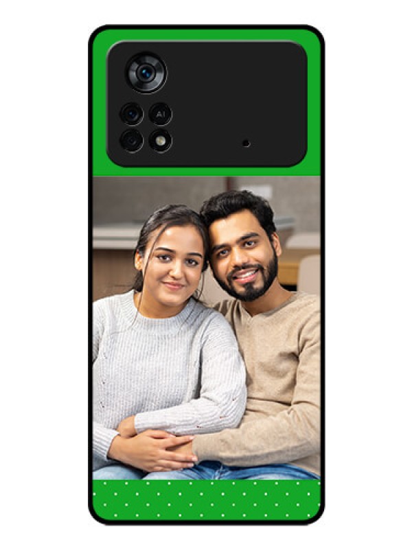 Custom Poco X4 Pro 5G Personalized Glass Phone Case - Green Pattern Design