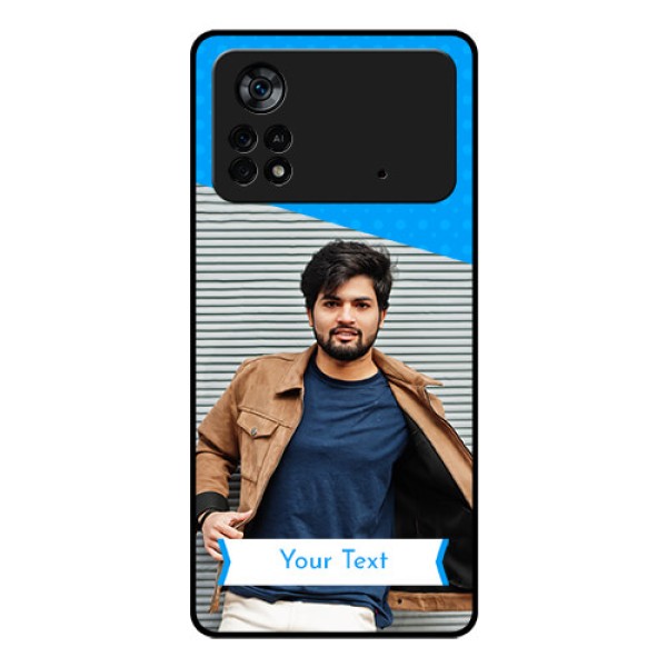 Poco X4 Pro 5G Photo Printing on Glass Case - Simple Blue Color Design