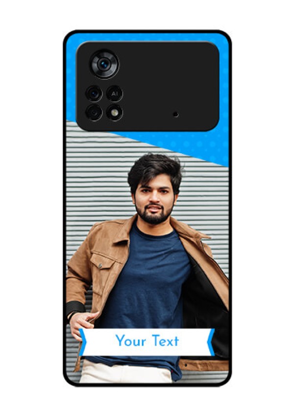 Poco X4 Pro 5G Photo Printing on Glass Case - Simple Blue Color Design