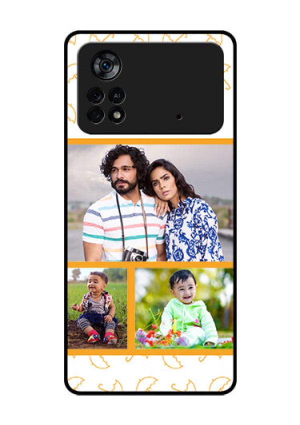 Poco X4 Pro 5G Custom Glass Mobile Case - Yellow Pattern Design