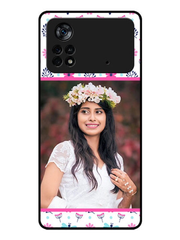 Custom Poco X4 Pro 5G Photo Printing on Glass Case - Colorful Flower Design