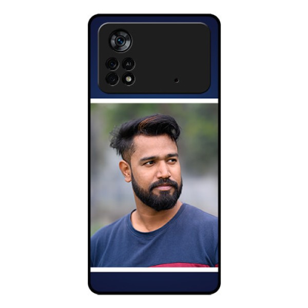 Poco X4 Pro 5G Personalized Glass Phone Case - Simple Royal Blue Design Poco X4 Pro 5G Personalized Glass Phone Case - Simple Royal Blue Design