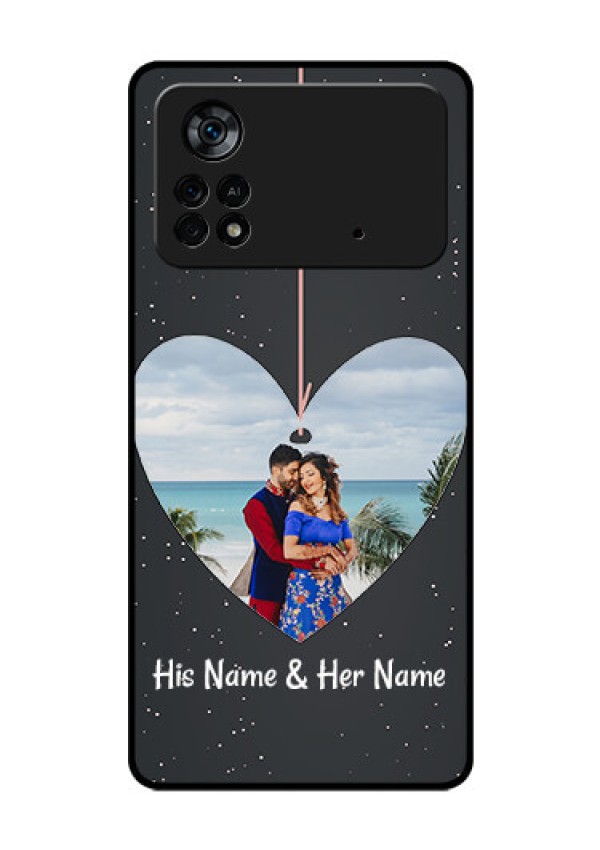 Poco X4 Pro 5G Custom Glass Phone Case - Hanging Heart Design