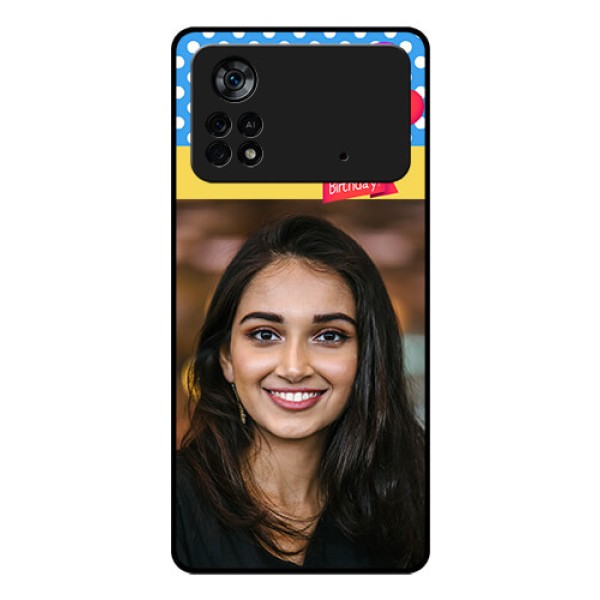 Poco X4 Pro 5G Custom Glass Mobile Case - Happy Birthday Design