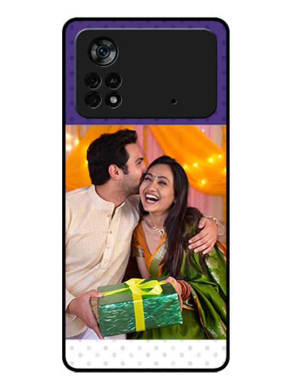 Custom Poco X4 Pro 5G Personalized Glass Phone Case - Violet Pattern Design