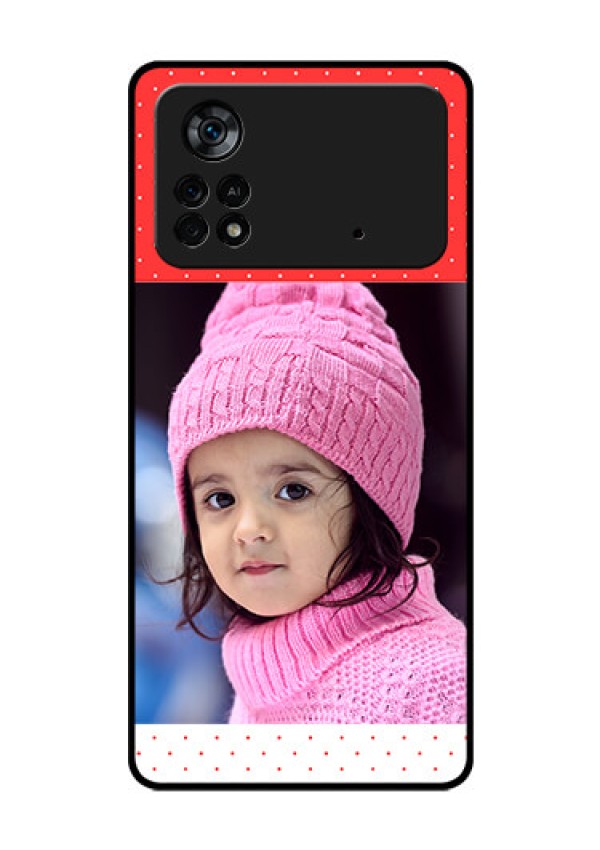 Poco X4 Pro 5G Photo Printing on Glass Case - Red Pattern Design