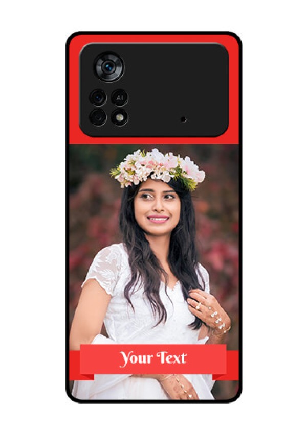 Poco X4 Pro 5G Custom Glass Phone Case - Simple Red Color Design