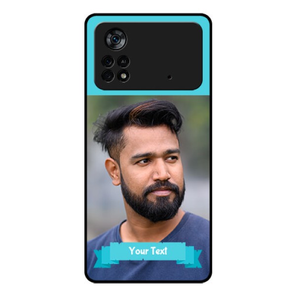 Poco X4 Pro 5G Personalized Glass Phone Case - Simple Blue Color Design Poco X4 Pro 5G Personalized Glass Phone Case - Simple Blue Color Design