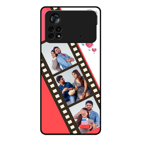 Poco X4 Pro 5G Personalized Glass Phone Case - 3 Image Holder with Film Reel Poco X4 Pro 5G Personalized Glass Phone Case - 3 Image Holder with Film Reel