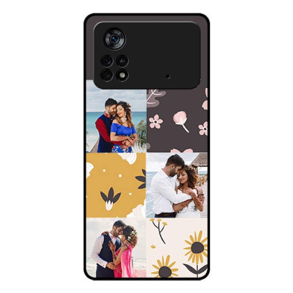 Poco X4 Pro 5G Photo Printing on Glass Case - 3 Images with Floral Design Poco X4 Pro 5G Photo Printing on Glass Case - 3 Images with Floral Design