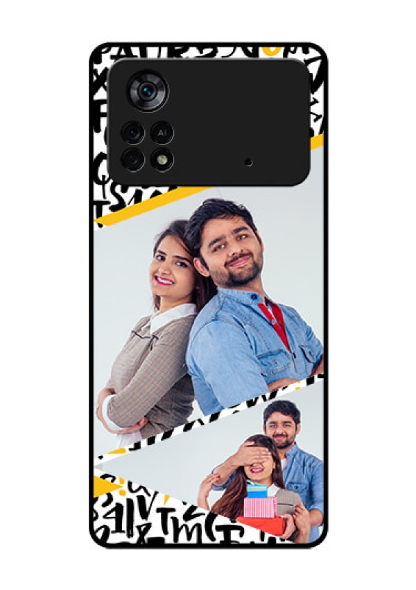 Poco X4 Pro 5G Custom Glass Mobile Case - Letters Pattern Design
