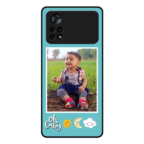 Poco X4 Pro 5G Personalized Glass Phone Case - Smiley Kids Stars Design