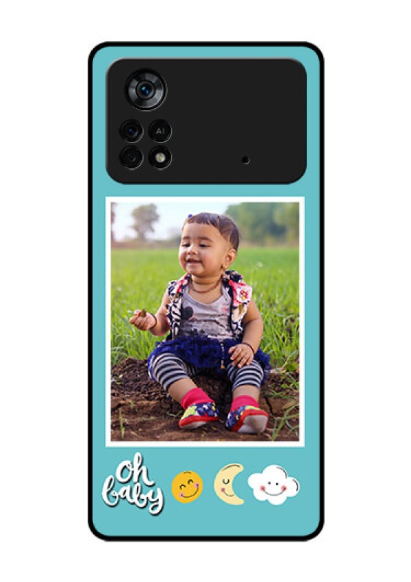 Poco X4 Pro 5G Personalized Glass Phone Case - Smiley Kids Stars Design