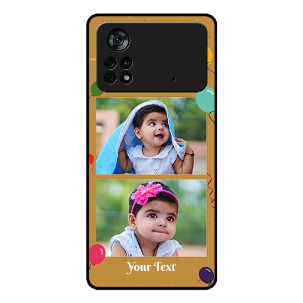 Poco X4 Pro 5G Personalized Glass Phone Case - Image Holder with Birthday Celebrations Design Poco X4 Pro 5G Personalized Glass Phone Case - Image Holder with Birthday Celebrations Design