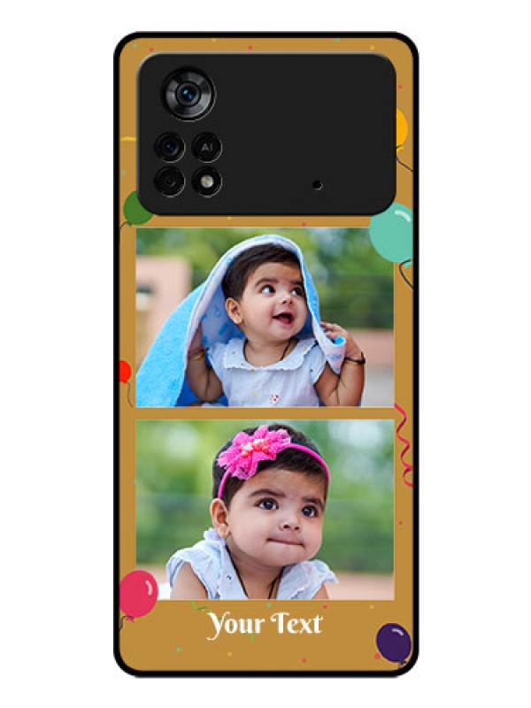 Custom Poco X4 Pro 5G Personalized Glass Phone Case - Image Holder with Birthday Celebrations Design