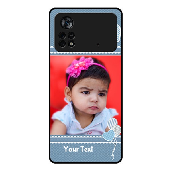 Poco X4 Pro 5G Photo Printing on Glass Case - with Kids Pattern Design Poco X4 Pro 5G Photo Printing on Glass Case - with Kids Pattern Design
